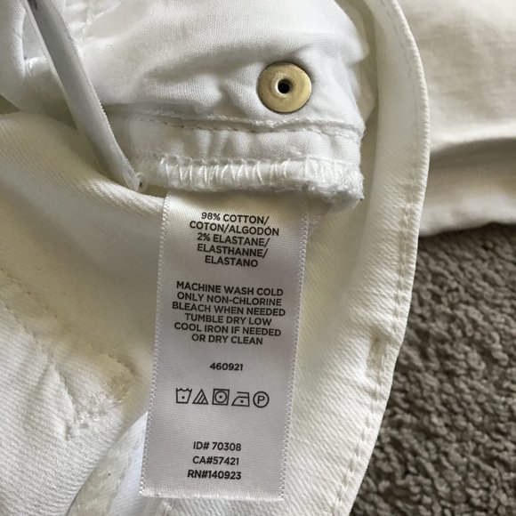 LOFT cropped white skinny jeans with double row of fraying at hem - Picture 5 of 6